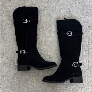 Cole Haan Tall Waterproof Indiana Women’s Riding Boot black suede  SKU#24251